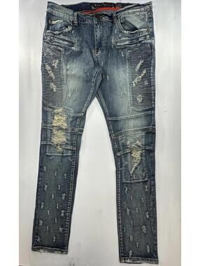 Heritage America Distressed Denim Jeans Blue Men 38/34